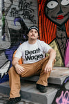 DEATH WAGES TM Stacked white short sleeve t-shirt